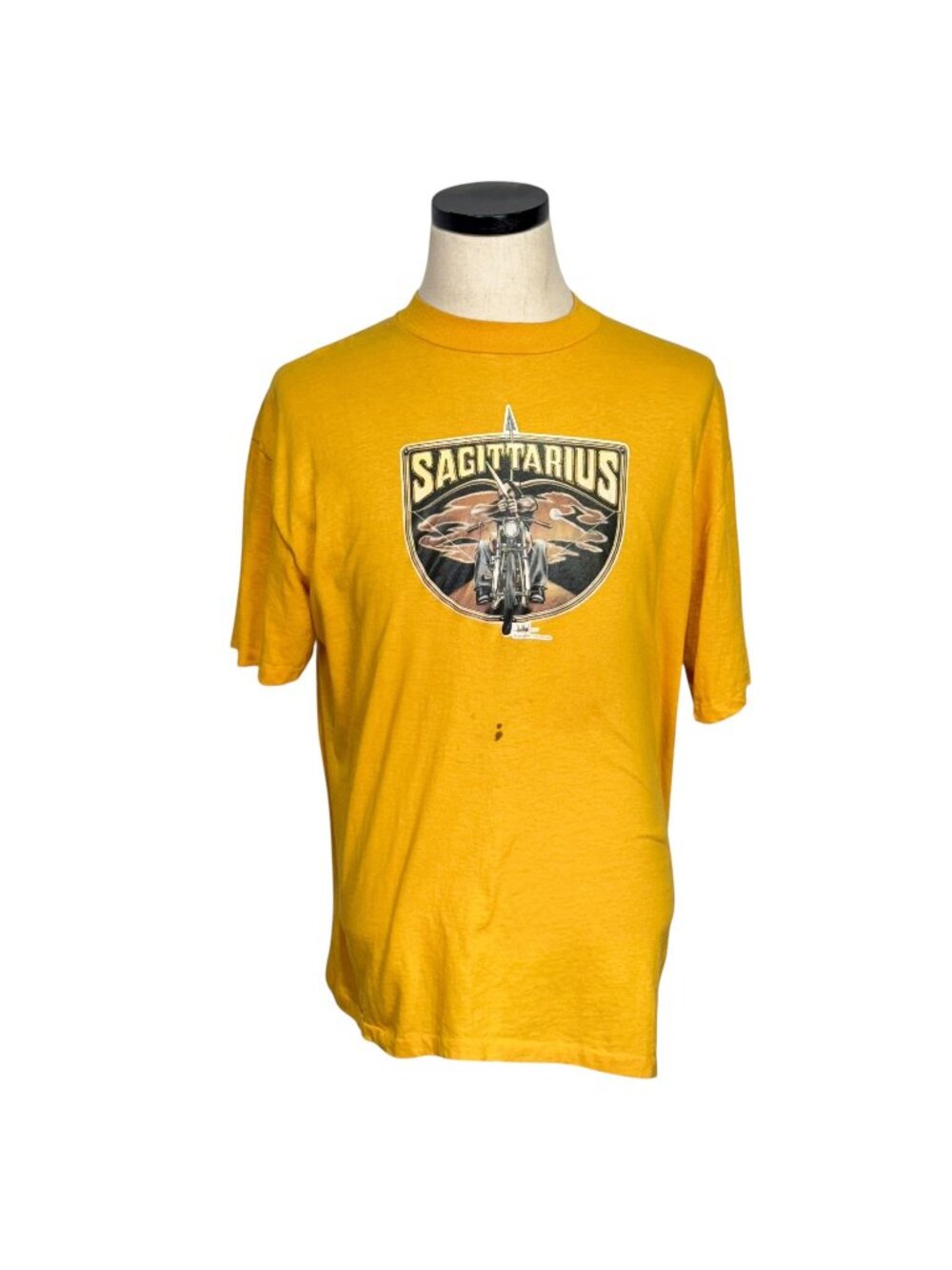 Vintage 1981 David Mann Sagittarius Zodiac XL Yellow T-Shirt Easyrider